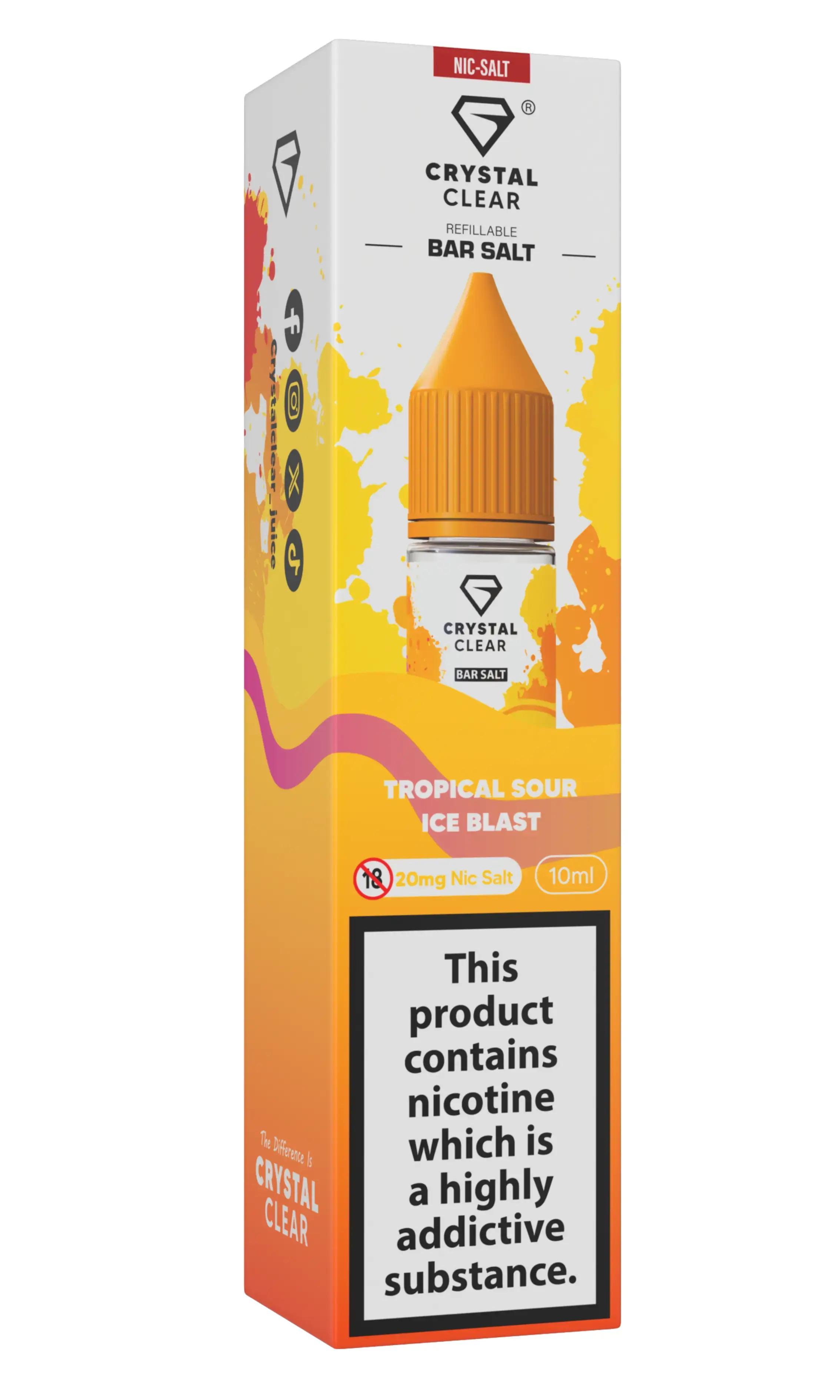 Tropical Sour Ice Blast Nic Salt E-Liquid by Crystal Clear Bar Salts 10ml